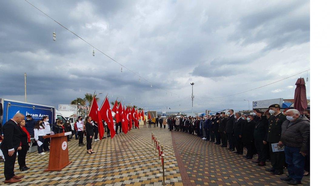 18 Mart Şehitleri Anma Günü ve Çanakkale Zaferi''nin 106. Yılı Münasebetiyle  Düzenlenen Anma Töreni Güzelbahçe Şehitlik Anıtında Gerçekleştirildi.